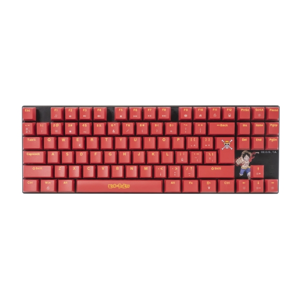 Fr-Tec Teclado Mecanico Gaming Tkl Compacto One Piece Luffy - Retroiluminacion - Anti-Ghosting - Cable Trenzado - Compatible Con Pc - Color Rojo/Negro