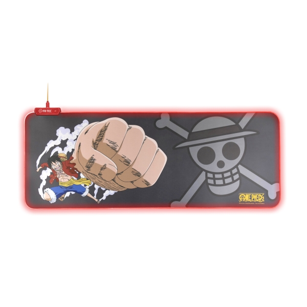 Fr-Tec One Piece Luffy Alfombrilla Para Teclado Y Raton Xl - Luz Led Roja En Bordes - Base De Goma Antideslizante