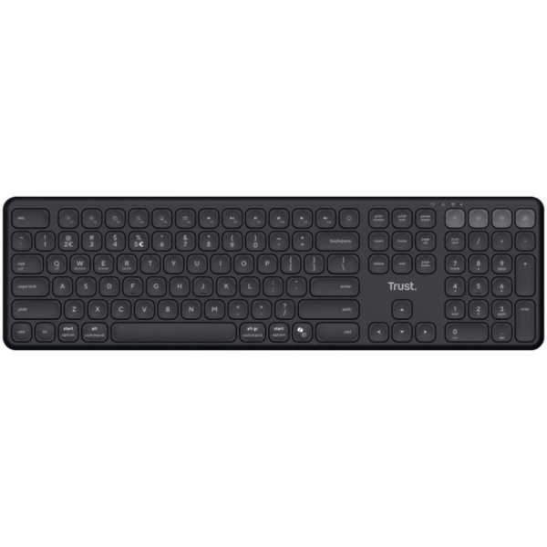 Trust Vaiya Teclado Multidispositivo Bluetooth - Conexion Con Hasta 4 Dispositivos - Teclas Perfil Bajo - Teclas Multimedia - Color Negro