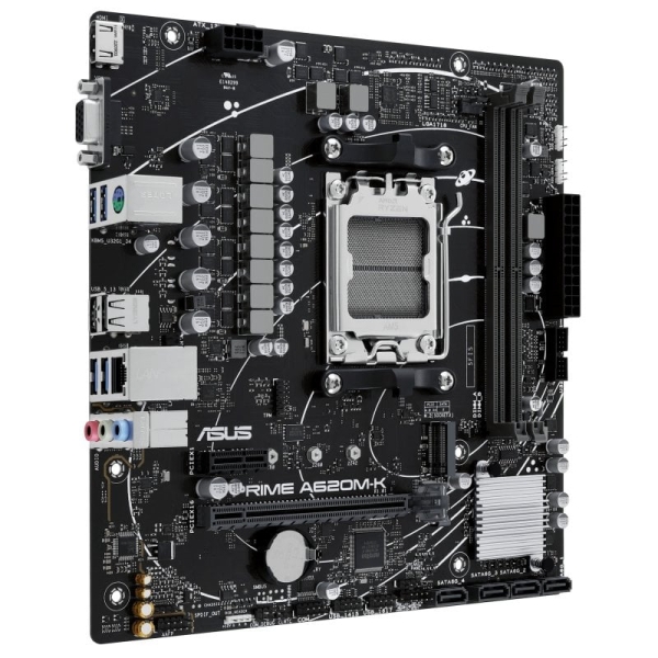 Asus Prime A620M-K Placa Base Amd Am5 2X Ddr5 - Hdmi, M.2, Pcie, 4X Sata Iii, Usb 2.0, 3.2, Rj-45, Vga, Factor Microatx