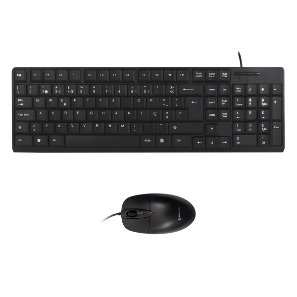 Unykach Pack De Teclado 105 Teclas, Usb + Raton 1200Ppp, 3 Botones, Usb, Uso Ambidiestro - Idioma Portugues - Color Negro