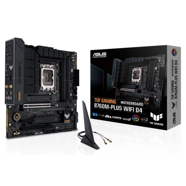 Asus Tuf Gaming B760M-Plus Wifi D4 Placa Base Lga 1700 - Wifi, Bluetooth, 4X Ddr4, 2X M.2, 4X Sata Iii, Pcie 4.0, 5.0 Rj-45, Usb-A, Usb-C - Factor De Forma Microatx