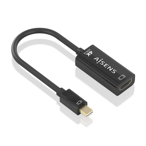 Aisens Conversor Mini Dp A Hdmi 4K@60Hz - Mini Dp/M-Hdmi/H - 15Cm - Color Negro