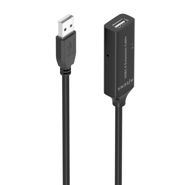 Aisens Cable Usb 2.0 Prolongador Con Amplificador - Tipo A/M-A/H - 15M - Color Negro