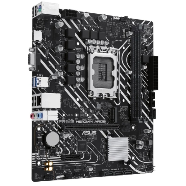 Asus Prime H610M-K Argb Placa Base Intel1700 2X Ddr5 - Hdmi, Vga, M.2, Pcie4.0, 4X Sata Iii, Rj-45, Usb 3.2, Microatx