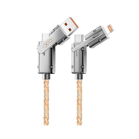 Xo Nb276 Cable Usb 4 En 1 Multifuncion - 60W - 1 Metro - Rgb - Color Plata