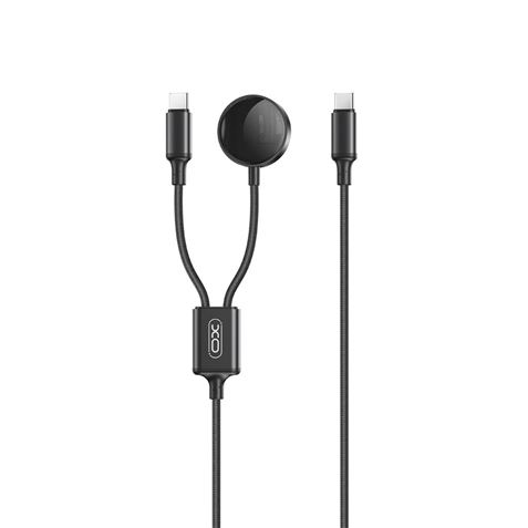 Xo Cable Usb 2 En 1 - 60W - Tipo C + Carga Magnetica Apple Watch - 1 Metro - Color Negro