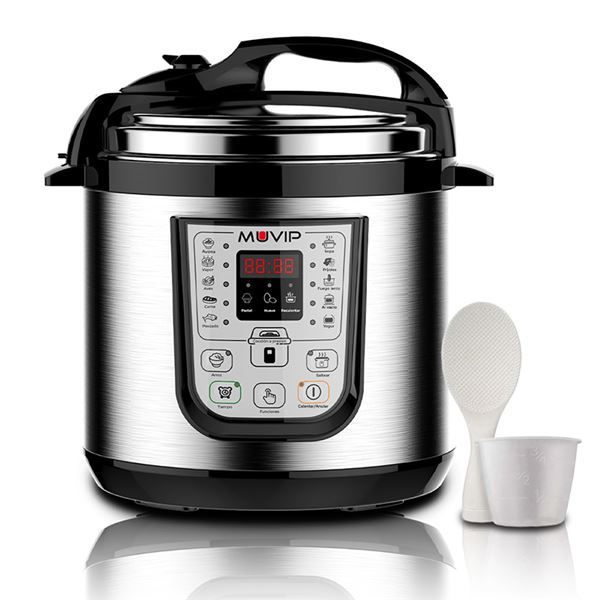 Muvip Olla A Presion Electrica - 6 Litros - 15 Programas Disponibles - 1000W - Display Led - Acero Inoxidable - Totalmente Desmontable - Control De Tiempo Y Temperatura