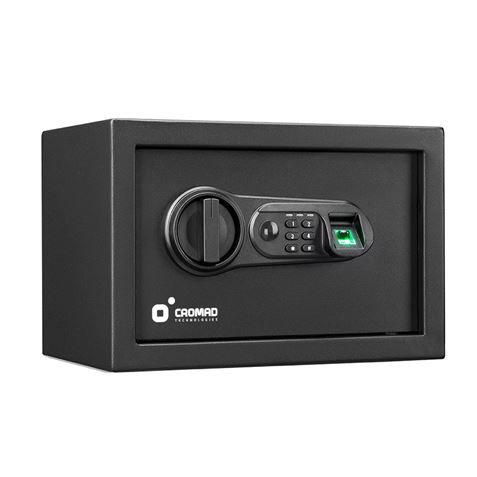 Cromad Caja Fuerte Electronica - Alto Nivel De Seguridad - De 4 A 8 Digitos - Huella Dactilar - Bisagras Ocultas - Incluye Llave De Emergencia - 200X310X200Mm