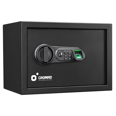 Cromad Caja Fuerte Electronica - Alto Nivel De Seguridad - De 4 A 8 Digitos - Huella Dactilar - Bisagras Ocultas - Incluye Llave De Emergencia - 250X350X250Mm
