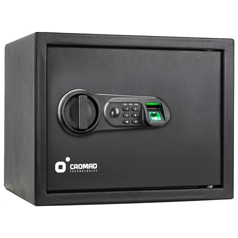 Cromad Caja Fuerte Electronica - Alto Nivel De Seguridad - De 4 A 8 Digitos - Huella Dactilar - Bisagras Ocultas - Incluye Llave De Emergencia - 300X380X300Mm
