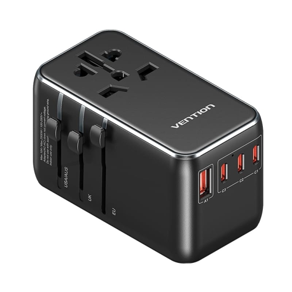 Vention Cargador De Viaje Universal Gan - 3Xusb-C, 1Xusb-A -100W - Color Negro