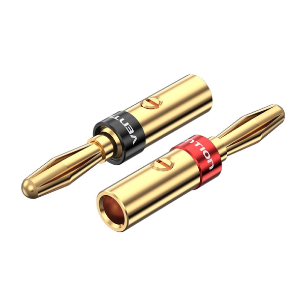 Vention Pack 2 Conector Altavoz Banana Bañados En Oro