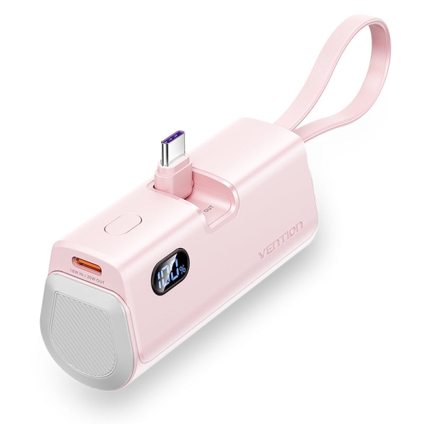 Vention Powerbank 4800Mah - Usb-C - Carga Rapida 22.5W - Conector Plegable - Color Rosa