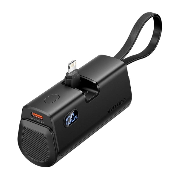 Vention Powerbank 4800Mah - Lightning - Carga Rapida 22.5W - Conector Plegable - Color Negro