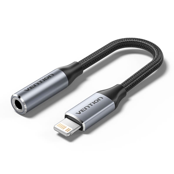 Vention Conversor Lightning Macho A Jack 3.5 Hembra - 0.15M - Trenzado - Color Gris