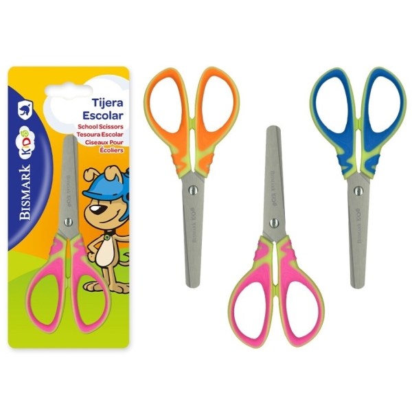 Bismark Kids Basic Tijera Escolar - Mangos En Plastico - Punta Roma - 3 Diseños Surtidos
