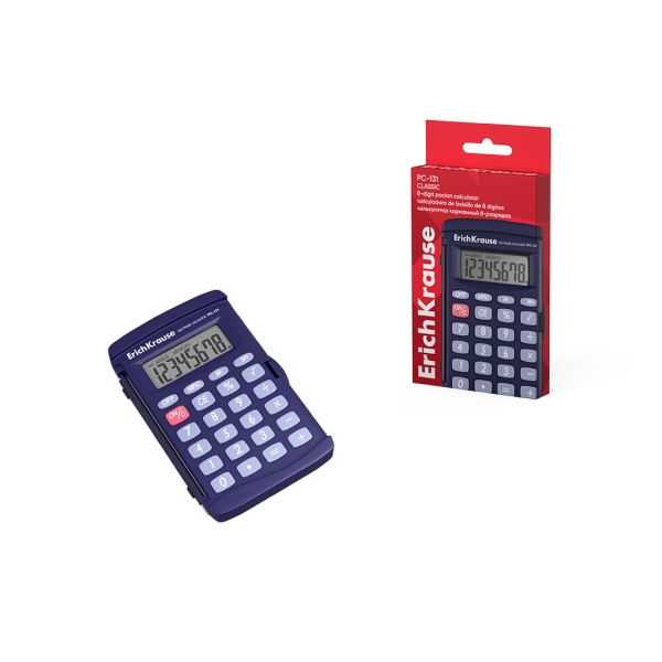 Erichkrause Pc-131 Classic Calculadora De Bolsillo Con Pantalla Lcd De 8 Digitos - Color Azul Oscuro