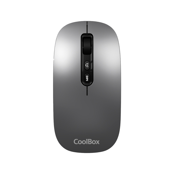 Coolbox W02 Raton Inalambrico - Bluetooth Y Rf 2.4Ghz - Super Ligero - Boton Acceso Copilot - Recargable Por Usb-C - Dpi Ajustable - Sensor Optico - Color Gris