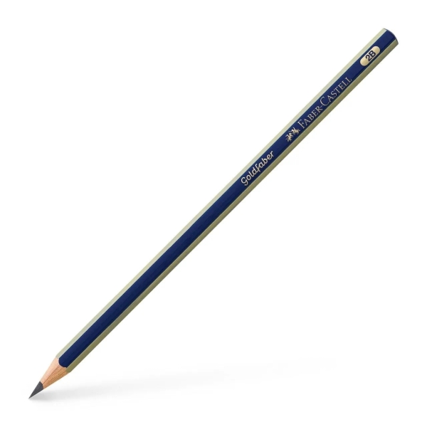 Faber-Castell Goldfaber 1221 Lapiz De Grafito 2B - Alta Calidad - Resistente A La Rotura - Cuerpo En Azul Y Rayas Doradas