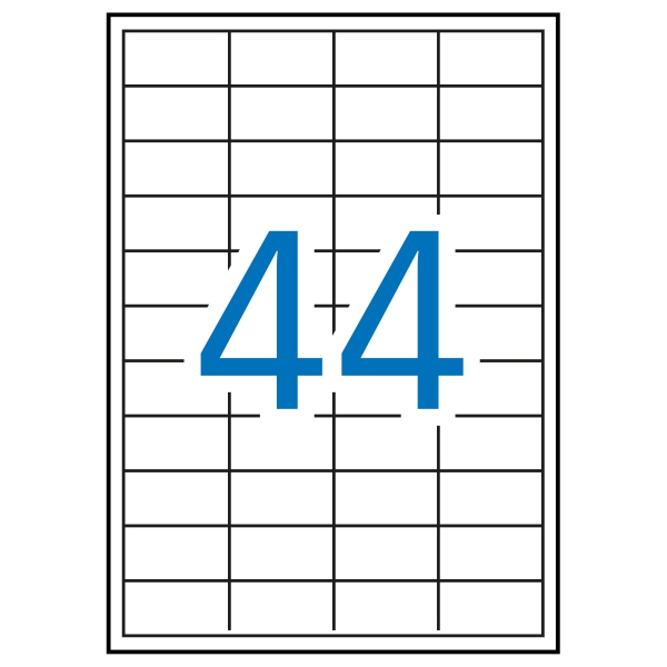 Apli Pack De 4.400 Etiquetas Rectangulares 48,5 X 25,4Mm - 100 Hojas Por 44 Etiquetas - Adhesivo Removible - Cantos Rectos - Color Blanco