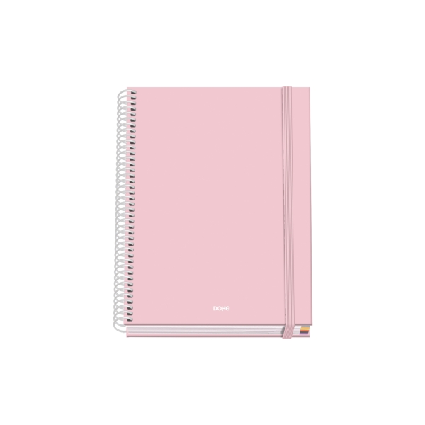 Dohe Serenity Cuaderno Espiral A5 100 Hojas Cuadricula 5Mm - Tapa Dura Impresa A Todo Color Y Plastificada En Brillo - Bandas De Color - Cierre De Goma - Color Rosa