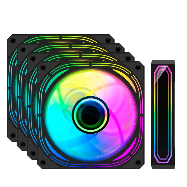 Coolbox Infinity Pro Kit 4 Ventiladores Argb - Efecto Tunel De Infinito - Silencioso - Rodamiento Hidraulico - Gran Flujo De Aire - Color Negro
