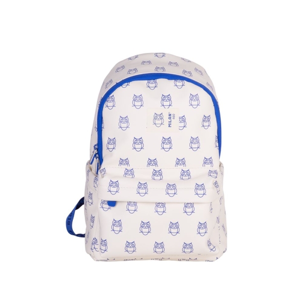 Milan Coleccion 460 Mochila Infantil Casual 9.5L - Compartimento Principal Y Bolsillo Frontal Con Cremalleras - 2 Bolsillos Laterales - Color Beige/Azul