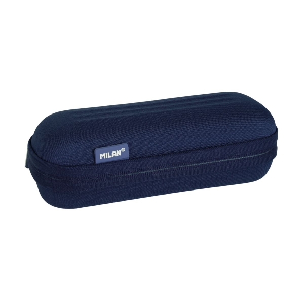 Milan Coleccion 430 Estuche Portatodo Ovalado Semirrigido - Compartimento Interior De Malla - Tejido Resistente A Las Roturas Y Rasgaduras - Color Azul Oscuro