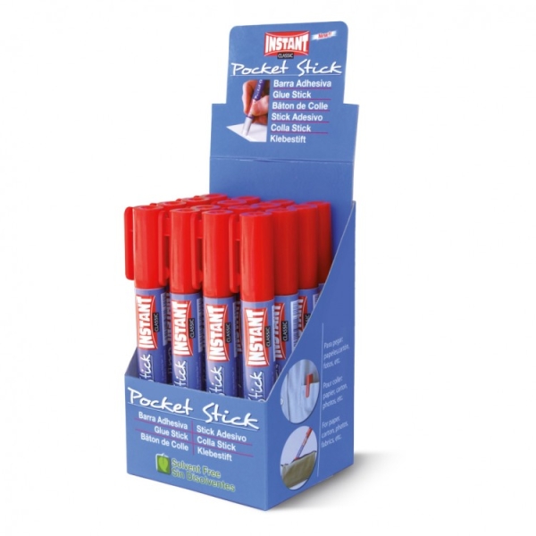 Instant Classic Pocket Barra De Pegamento 5Grs - Formato Boligrafo Con Clip - Lavable - Sin Disolventes