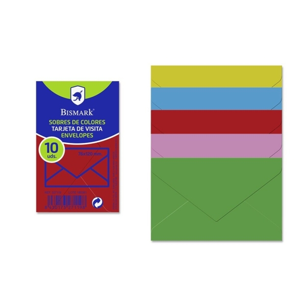 Bismark Pack De 10 Sobres De Papel - Medidas 76X120Mm - Colores Surtidos