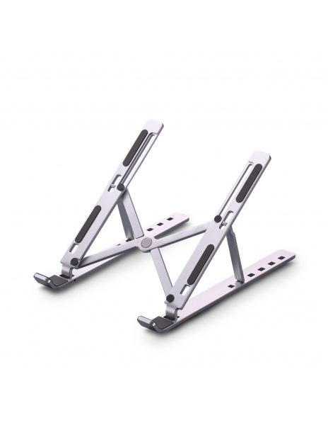 Urban Factory Ergo Soporte Para Portatil - 6 Niveles De Altura - Plegable - Bolsa Para Guardar El Soporte - Color Plata