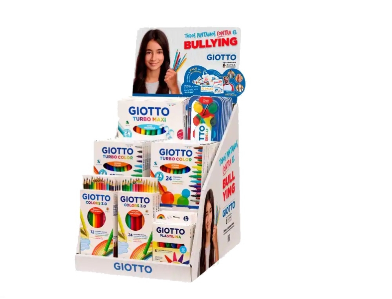 Giotto Contra El Bullyng Expositor Con 40 Piezas De Rotuladores, Lapices De Colores, Acuarelas Y Plastilina En Diferentes Formatos - Colores Surtidos