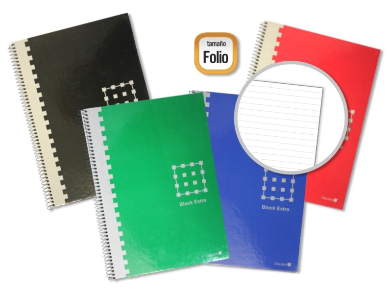 Golden Cuaderno Espiral Folio 80 Hojas 60Grs 1 Raya - Margen Remarcado - Tapa Extradura - Colores Surtidos