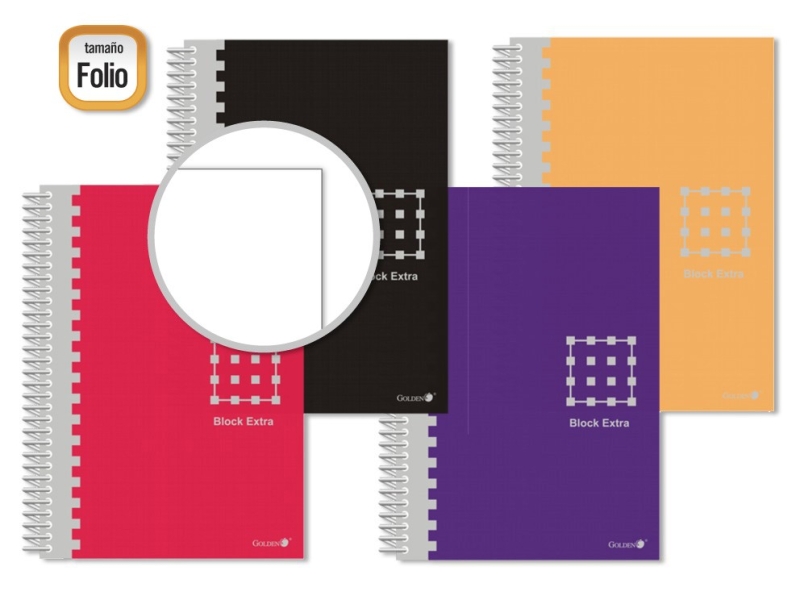 Golden Cuaderno Espiral Folio 80 Hojas 60Grs Liso - Margen Remarcado - Tapa Extradura - Colores Surtidos
