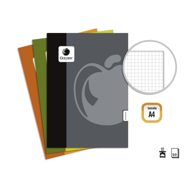 Golden Basic Pack De 10 Libretas Grapadas A4 50 Hojas 60Grs Cuadricula - Colores Surtidos