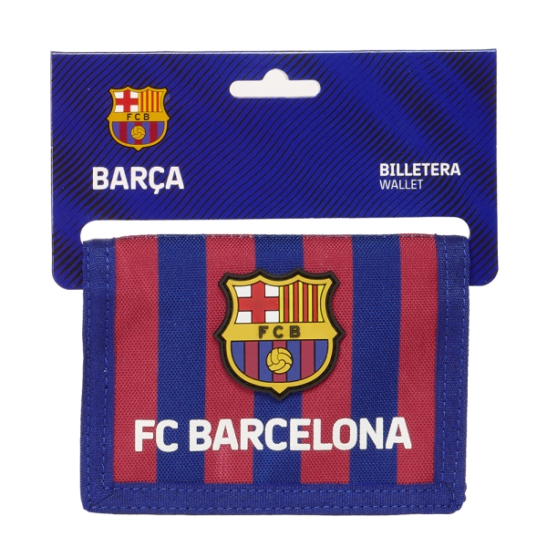 Safta F.c. Barcelona Monedero - Cierre De Velcro - Bolsillo Con Cremallera Para Monedas - 12.5X9.5X1Cm - Color Rojo Y Azul
