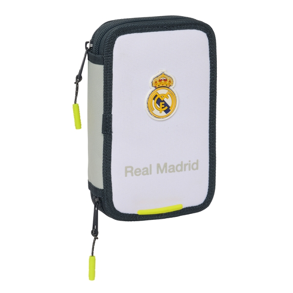 Safta Real Madrid 1ª Equipacion 24/25 Plumier 28 Pcs - 2 Compartimentos - 28 Piezas - 12.5X19.5X4Cm - Color Blanco/Negro