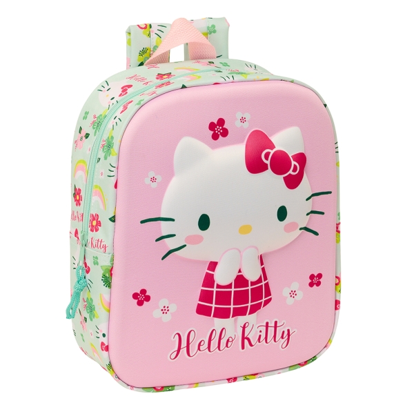 Safta Hello Kitty Mochila Guarderia 3D - Asa De Mano - Compartimento Principal Con Cremallera - 22X27X10Cm - Color Rosa