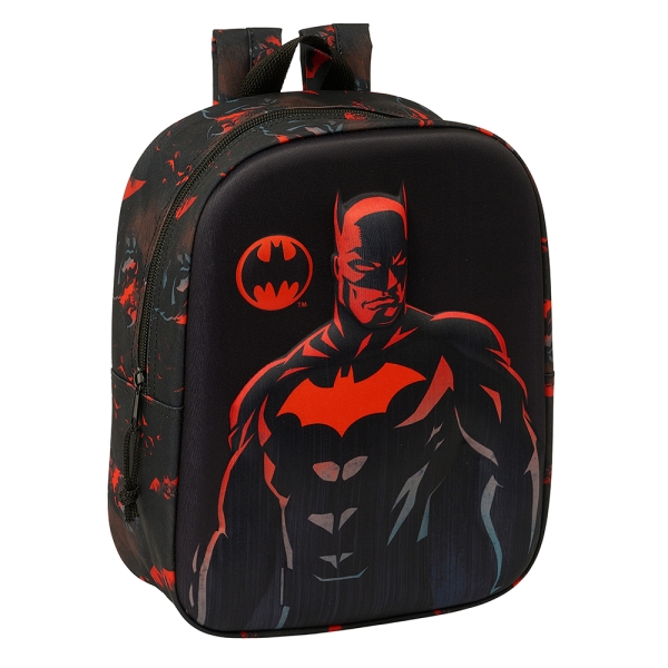 Safta Batman Mochila Guarderia 3D - Asa De Mano - Compartimento Principal Con Cremallera - 22X27X10Cm - Color Negro