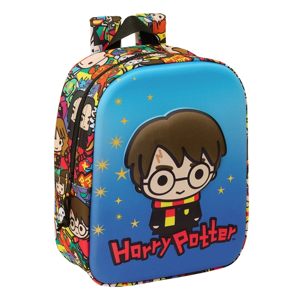 Safta Harry Potter Mochila Guarderia 3D - Asa De Mano - Compartimento Principal Con Cremallera - 22X27X10Cm - Color Azul