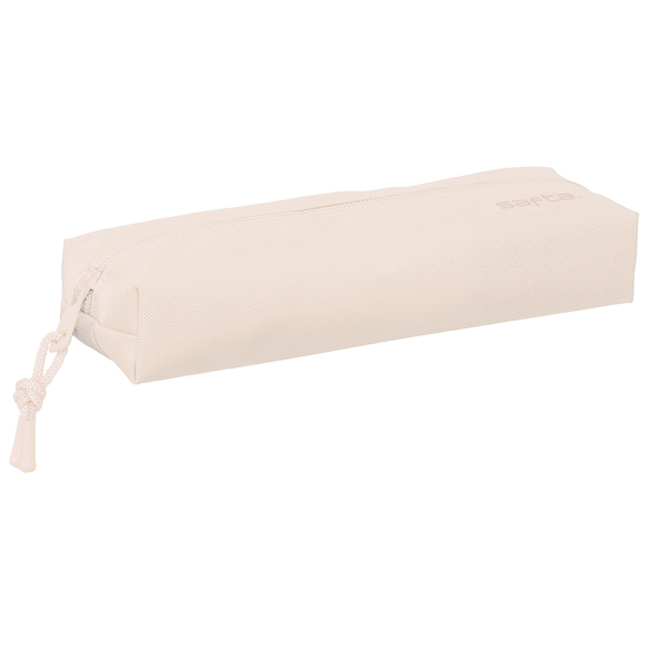 Safta Estuche Portatodo De 22Cm - 1 Compartimento - Rectangular - Goma Elastica Trasera - 22X4X7Cm - Color Beige