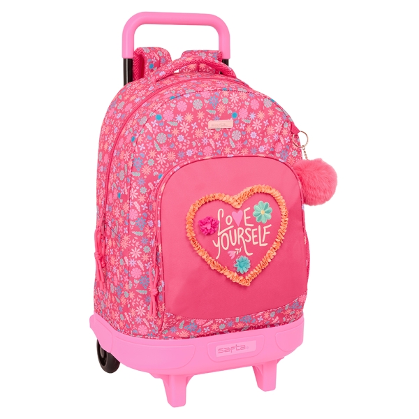 Safta Feeling Mochila Con Carro Integrado - Extraible Para Facilitar Su Limpieza - Base Reforzada - Asa Extraible - 33X45X22Cm - Color Rosa