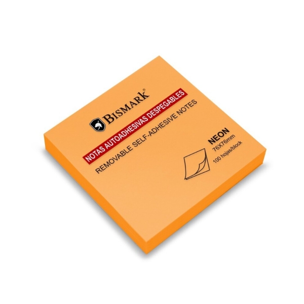 Bismark Bloc De 100 Notas Adhesivas 76X76Mm - Color Naranja Neon
