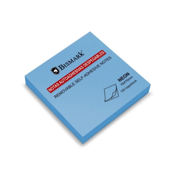 Bismark Bloc De 100 Notas Adhesivas 76X76Mm - Color Azul Neon