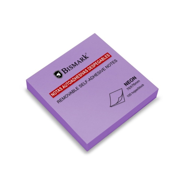 Bismark Bloc De 100 Notas Adhesivas 76X76Mm - Color Morado Neon