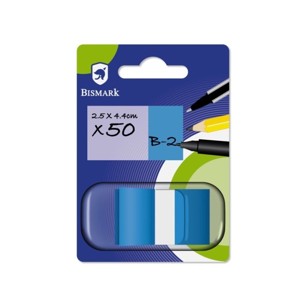 Bismark Dispensador Con 50 Marcadores Reposicionables 44 X 25Mm - Para Marcar, Señalar O Destacar Informacion - Color Azul