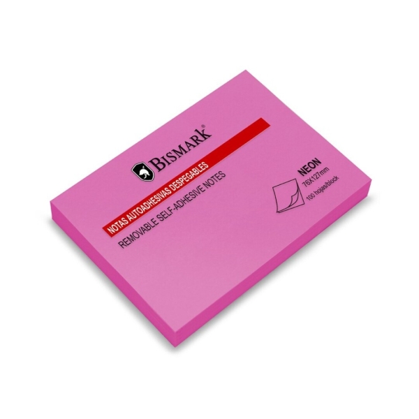 Bismark Bloc De 100 Notas Adhesivas 76X127Mm - Color Magenta Neon