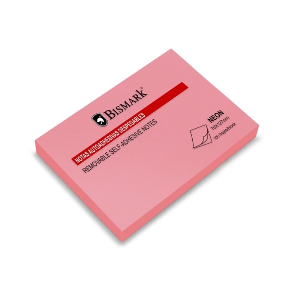 Bismark Bloc De 100 Notas Adhesivas 76X127Mm - Color Rosa Neon