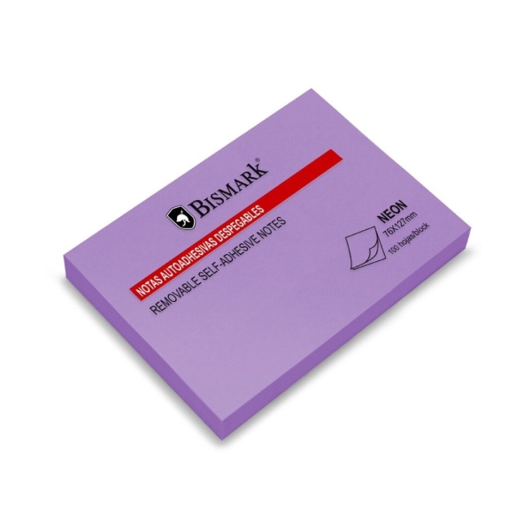 Bismark Bloc De 100 Notas Adhesivas 76X127Mm - Color Morado Neon